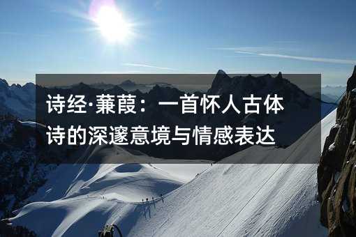 诗经·蒹葭:一首怀人古体诗的深邃意境与情感表达
