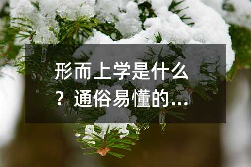 形而上学是什么?通俗易懂的解读