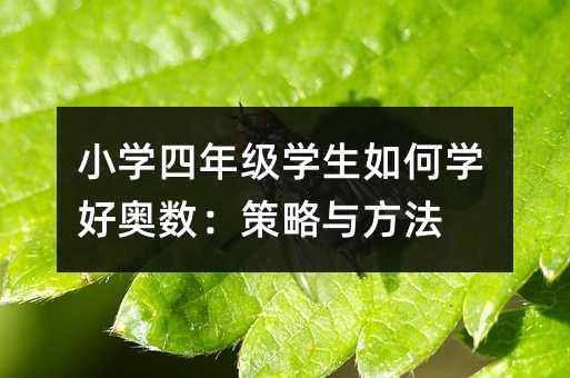小学四年级学生如何学好奥数:策略与方法