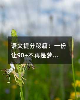 语文提分秘籍:一份让90+不再是梦的学习计划